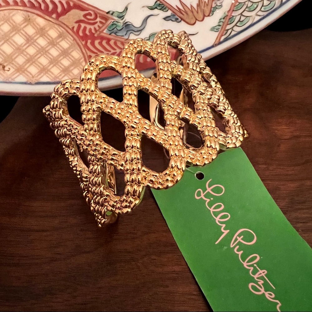 Lilly Pulitzer gold lattice cuff bracelet